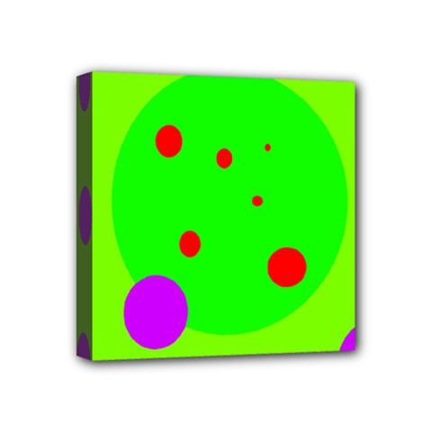 Green and purple dots Mini Canvas 4  x 4 