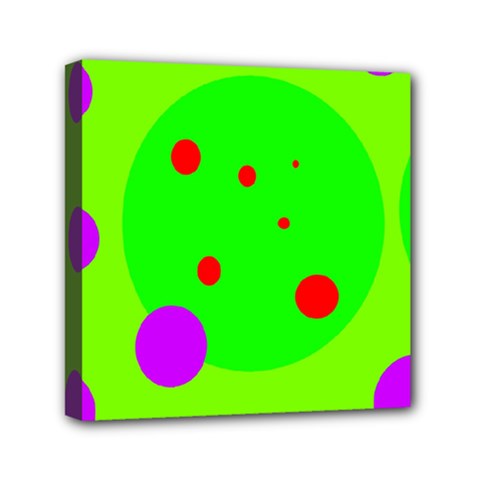 Green and purple dots Mini Canvas 6  x 6 