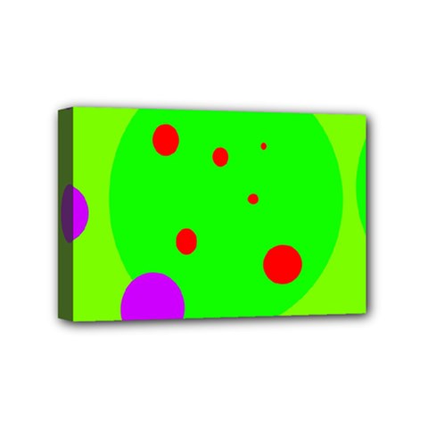 Green and purple dots Mini Canvas 6  x 4 