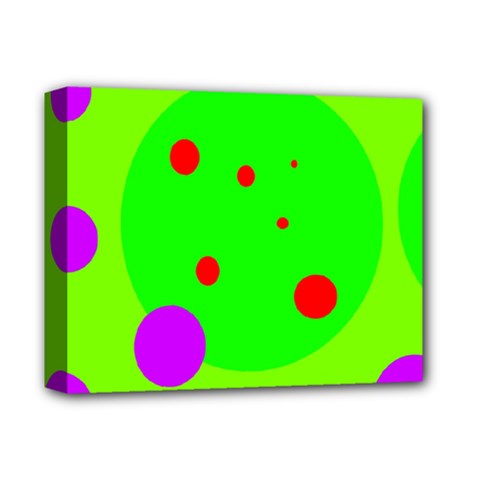 Green and purple dots Deluxe Canvas 14  x 11 