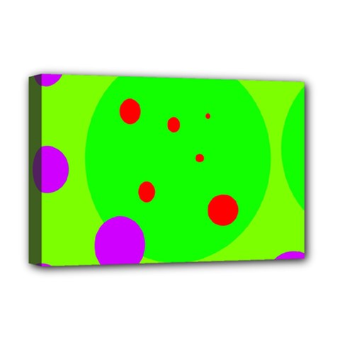 Green and purple dots Deluxe Canvas 18  x 12  