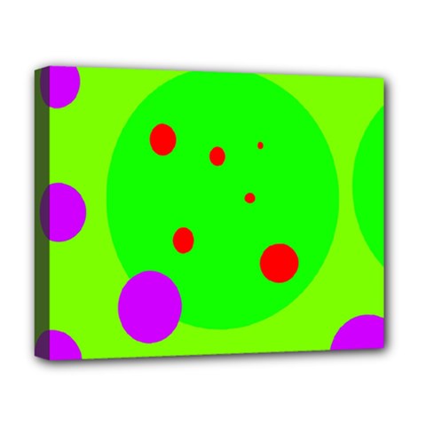 Green and purple dots Deluxe Canvas 20  x 16  