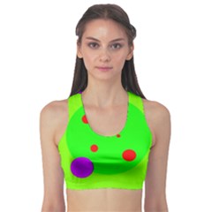 Green And Purple Dots Sports Bra by Valentinaart