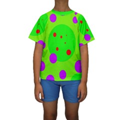 Green And Purple Dots Kid s Short Sleeve Swimwear by Valentinaart