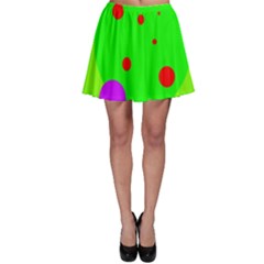 Green and purple dots Skater Skirt