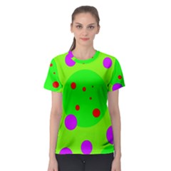 Green and purple dots Women s Sport Mesh Tee