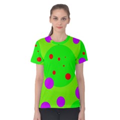 Green and purple dots Women s Cotton Tee