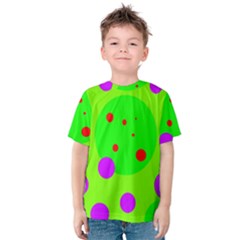 Green And Purple Dots Kid s Cotton Tee