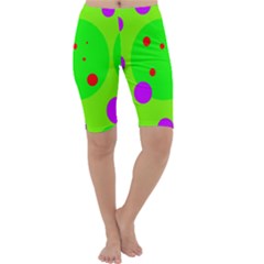 Green and purple dots Cropped Leggings 