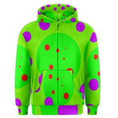 Green and purple dots Men s Zipper Hoodie