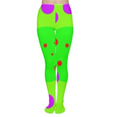 Green and purple dots Women s Tights