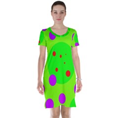 Green and purple dots Short Sleeve Nightdress