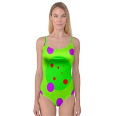 Green And Purple Dots Camisole Leotard 