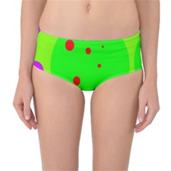 Green and purple dots Mid-Waist Bikini Bottoms