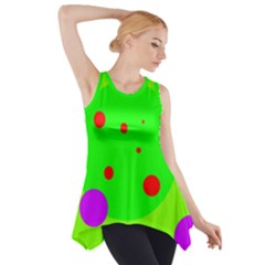 Green And Purple Dots Side Drop Tank Tunic