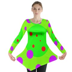 Green And Purple Dots Long Sleeve Tunic 