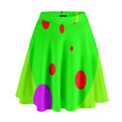 Green And Purple Dots High Waist Skirt