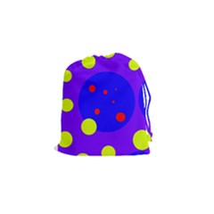 Purple And Yellow Dots Drawstring Pouches (small)  by Valentinaart