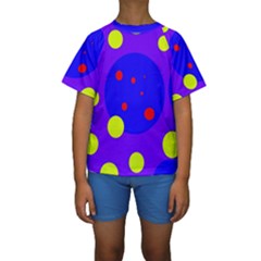 Purple And Yellow Dots Kid s Short Sleeve Swimwear