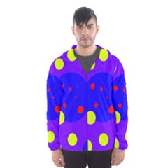 Purple And Yellow Dots Hooded Wind Breaker (men) by Valentinaart