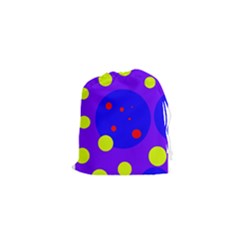 Purple And Yellow Dots Drawstring Pouches (xs) 