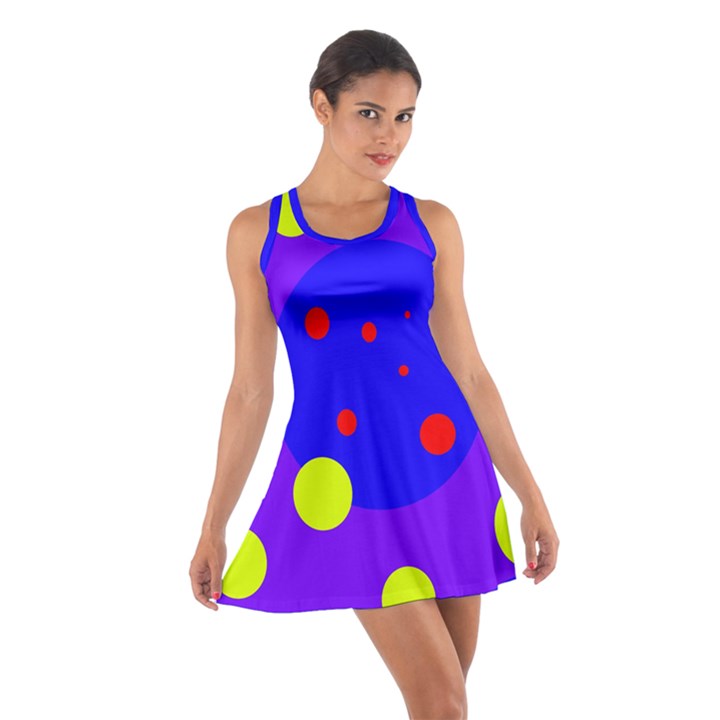 Purple and yellow dots Racerback Dresses