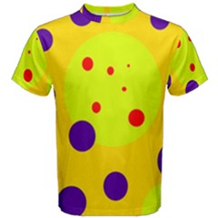 Yellow And Purple Dots Men s Cotton Tee by Valentinaart