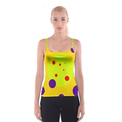 Yellow And Purple Dots Spaghetti Strap Top by Valentinaart