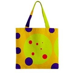 Yellow And Purple Dots Zipper Grocery Tote Bag by Valentinaart