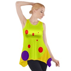 Yellow And Purple Dots Side Drop Tank Tunic