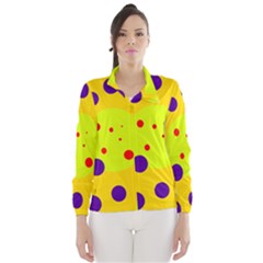 Yellow And Purple Dots Wind Breaker (women) by Valentinaart