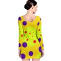 Yellow and purple dots Long Sleeve Velvet Bodycon Dress View2