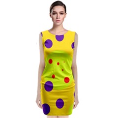 Yellow And Purple Dots Classic Sleeveless Midi Dress