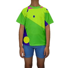 Colorful Abstract Design Kid s Short Sleeve Swimwear