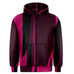 Pink And Black Lines Men s Zipper Hoodie by Valentinaart