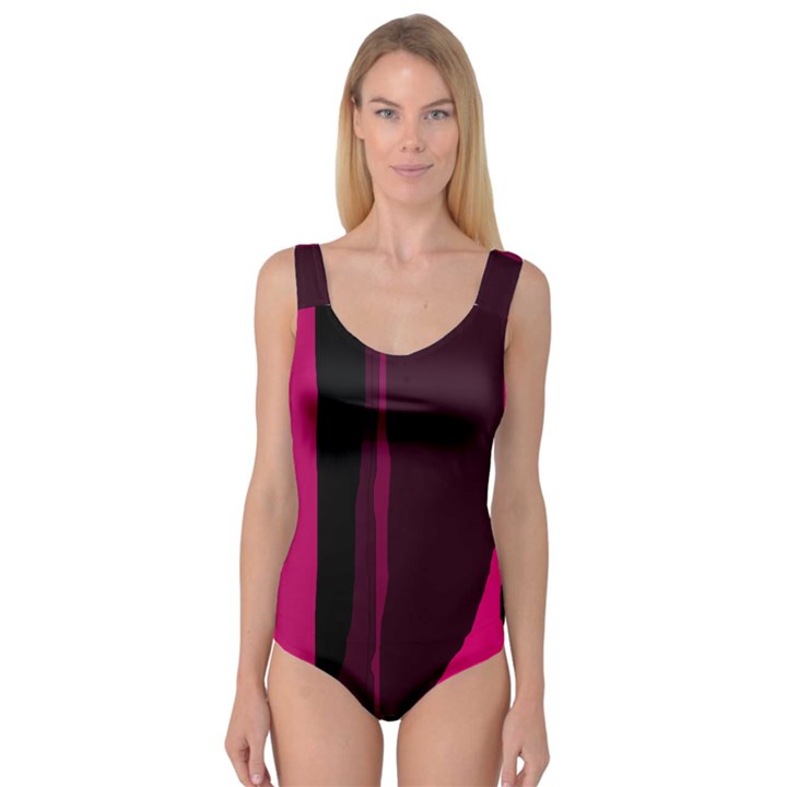 Pink and black lines Princess Tank Leotard 