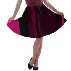 Pink And Black Lines A-line Skater Skirt