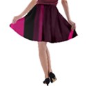 Pink and black lines A-line Skater Skirt View2