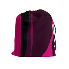 Pink And Black Lines Drawstring Pouches (extra Large)