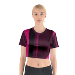 Pink And Black Lines Cotton Crop Top