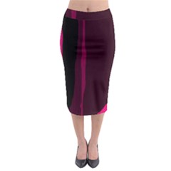 Pink And Black Lines Midi Pencil Skirt