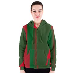 Green And Red Lines Women s Zipper Hoodie by Valentinaart