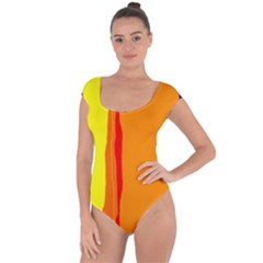 Hot Colorful Lines Short Sleeve Leotard 