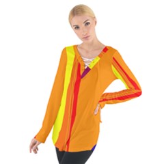 Hot Colorful Lines Women s Tie Up Tee