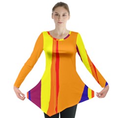 Hot Colorful Lines Long Sleeve Tunic 