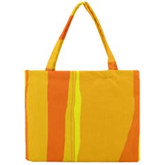 Yellow And Orange Lines Mini Tote Bag by Valentinaart