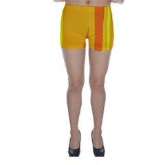 Yellow And Orange Lines Skinny Shorts by Valentinaart