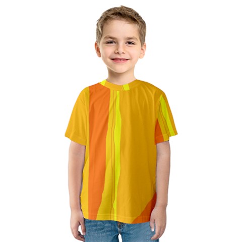 Yellow And Orange Lines Kid s Sport Mesh Tee by Valentinaart