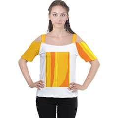 Yellow And Orange Lines Women s Cutout Shoulder Tee