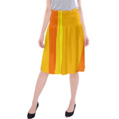 Yellow And Orange Lines Midi Beach Skirt